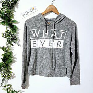 WHATEVER Graphic Gray Hoodie‎ Sweatshirt By Hybrid Apparel L Womens~SW19.7